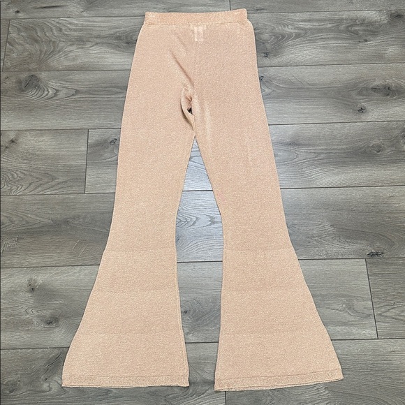 L Space Glisten High Rise Sheer Flare Pants Champagne Pink Gold Size XS‎ - Picture 7 of 13